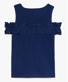 tee-shirt fille sans manches avec bande dentelle sur le buste bleu8842701_3