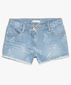 short fille en jean avec motifs fleuris et franges gris shorts8845901_1