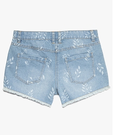 short fille en jean avec motifs fleuris et franges gris shorts8845901_2