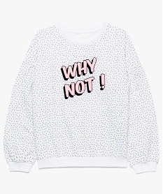 GEMO Sweat fille imprimé à manches bouffantes blanc standard