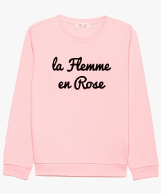 GEMO Sweat fille en jersey bouclette avec lettering en velours Rose