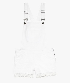 GEMO Salopette short fille avec bas en dentelle Blanc