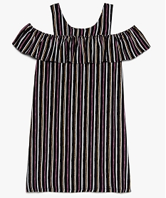 GEMO Robe fille fluide imprimée coupe trapèze à basque kaki chine