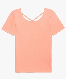 tee-shirt fille a manches courtes et liens croises dans le dos orange tee-shirts8860401_1