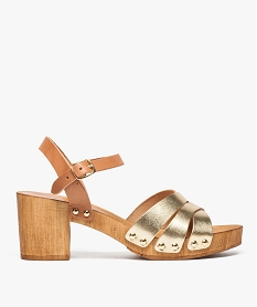 GEMO Sandales femme à talon avec brides bicolores Jaune