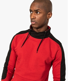 sweat homme bicolore a col cheminee croise rouge8866901_2