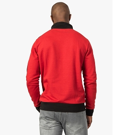 sweat homme bicolore a col cheminee croise rouge8866901_3