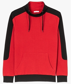 sweat homme bicolore a col cheminee croise rouge8866901_4