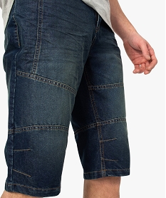 pantacourt homme en jean avec surpiqures bleu shorts et bermudas8867001_2