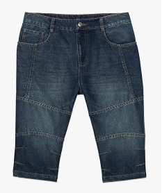 pantacourt homme en jean avec surpiqures bleu shorts et bermudas8867001_4