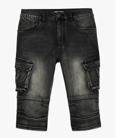 bermuda homme en jean avec larges poches sur les cuisses noir8867101_4