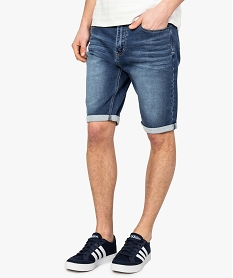 bermuda homme tres extensible avec cordon de serrage bleu shorts en jean8867201_1