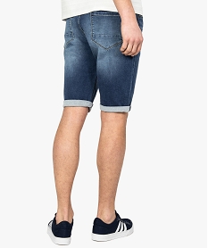 bermuda homme tres extensible avec cordon de serrage bleu shorts en jean8867201_3