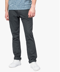 pantalon homme 5 poches coupe regular en toile unie gris pantalons de costume8867401_1