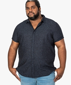chemise homme a manches courtes en lin et coton bleu chemise manches courtes8868001_1