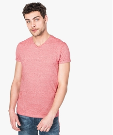 GEMO Tee-shirt homme slim à manches courtes et col V rouge standard