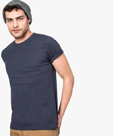 GEMO Tee-shirt homme regular à manches courtes en coton bio bleu standard