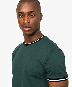 tee-shirt homme avec finitions en bord-cote bicolore vert8868701_2