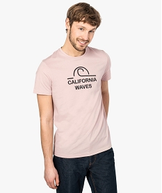 GEMO Tee-shirt homme avec insciptions en relief sur lavant Rose