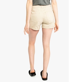 short femme en toile unie avec revers cousus beige shorts8869301_3