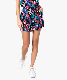 GEMO Short imprimé en maille fluide avec taille élastiquée femme orange vif
