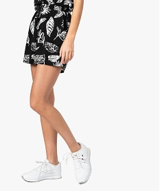 GEMO Short imprimé en maille fluide avec taille élastiquée femme Imprimé