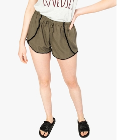 short femme en maille fluide et finitions petits pompons noir shorts8870001_1