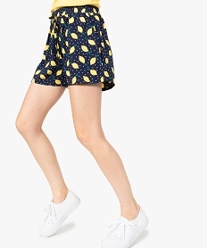 GEMO Short femme fluide imprimé avec taille élastiquée dore