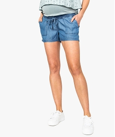 GEMO Short de grossesse en Lyocell avec ceinture bandeau Bleu