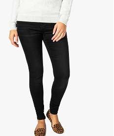 GEMO Jean femme skinny à taille normale en stretch délavé Noir