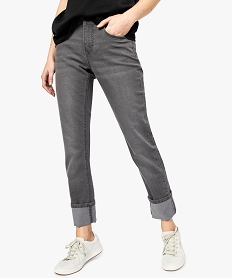 GEMO Pantalon femme coupe regular 4 poches Gris