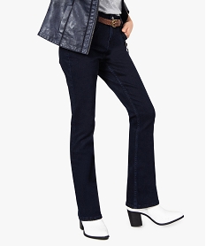 GEMO Jean femme coupe Bootcut avec ceinture tressée Bleu