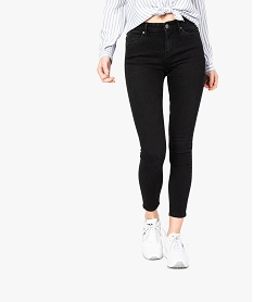 GEMO Jean femme skinny taille basse matière brute et stretch Noir