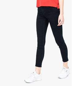 GEMO Jean femme skinny taille basse matière brute et stretch Bleu