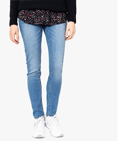 GEMO Jean femme slim taille normale en matière stretch recyclée Bleu