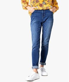 GEMO Jean femme slim taille normale en matière stretch recyclée bleu vif