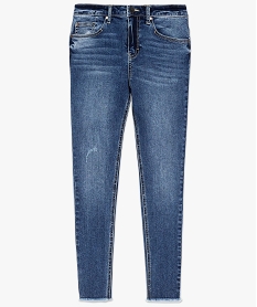 jean femme coupe slim longueur 78eme finitions franges bleu pantalons jeans et leggings8877801_4