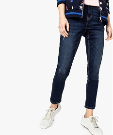 jean femme skinny 78e avec faux plis et abrasions bleu8878101_1