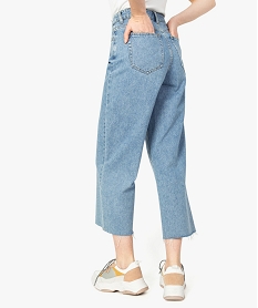 jeans femme wide cropped a taille haute et jambes larges bleu wide leg8878501_3
