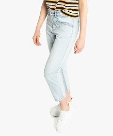 GEMO Jeans femme mom à taille haute confort et jambes fuselées Bleu