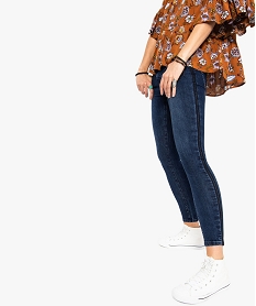 jean femme coupe slim avec bande constrastante sur les cotes bleu pantalons jeans et leggings8879301_1