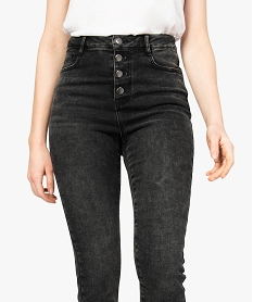 jeans femme skinny delave a taille haute et boutonniere noir8879401_2