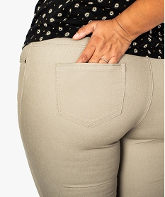 pantalon femme stretch uni 5 poches brun pantalons et jeans8879701_2