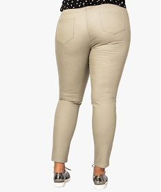 pantalon femme stretch uni 5 poches brun pantalons et jeans8879701_3