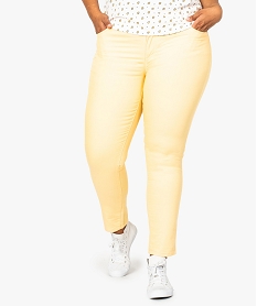 pantalon femme stretch uni 5 poches jaune pantalons et jeans8879801_1