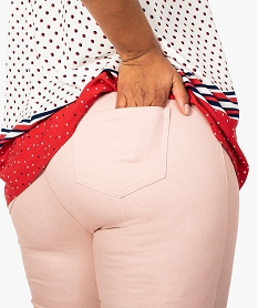 pantalon femme stretch uni 5 poches rose8879901_2