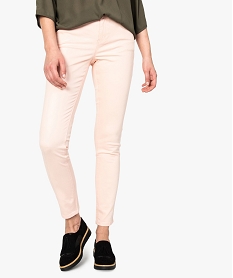 GEMO Pantalon femme slim coloré à taille normale Rose
