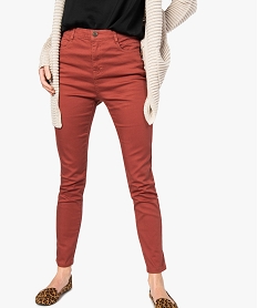 GEMO Jean femme slim taille haute en stretch uni Rouge