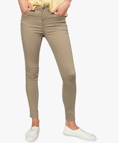 jean femme skinny taille basse en coton stretch uni beige pantalons8881601_1