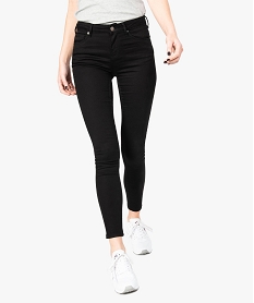 GEMO Jean femme skinny taille basse en coton stretch uni Noir